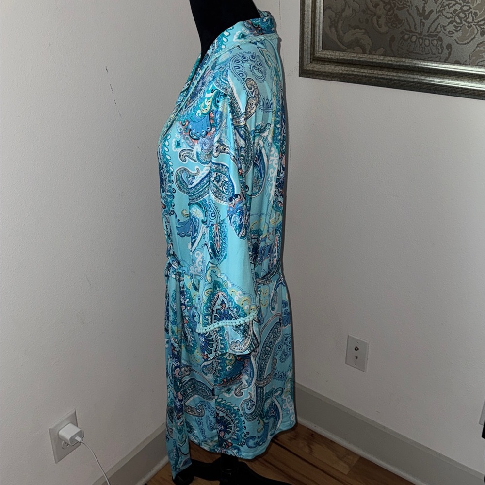 In Bloom by Jonquil Blue Paisley wrap around kimono Robe Sz‎ 1X - Picture 3 of 6